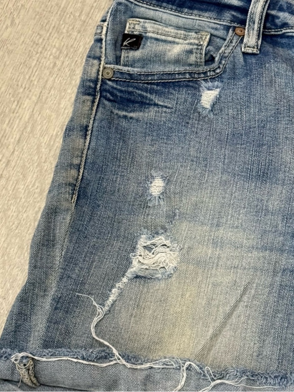 KanCan Distressed Light Blue Jean Shorts - Picture 4 of 9